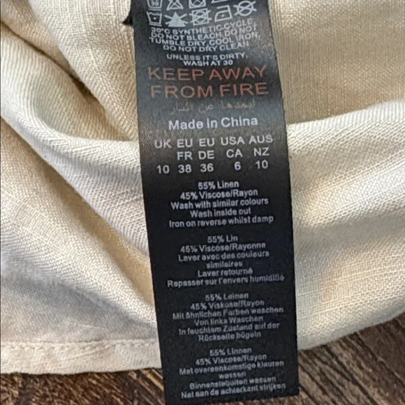 Karen Millen Off-White Linen Blend Button-Down Contrast Piping Size 6  EUC - Picture 8 of 9